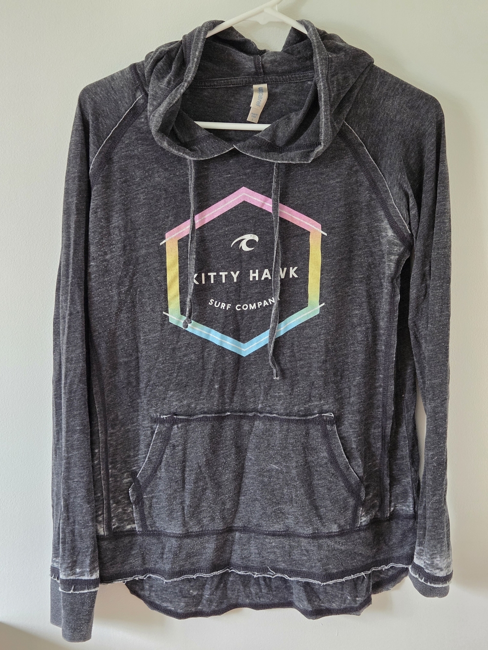 2/35$ ​Kitty Hawk Surf Co. Gray Acid Wash Lightweight Hoodie Sweatshirt